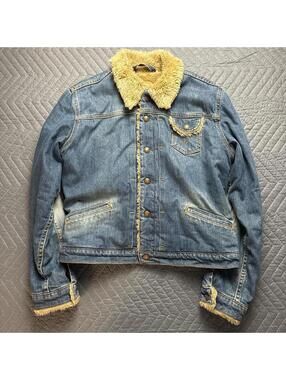 y2k fur lined levi’s denim jacket womens small